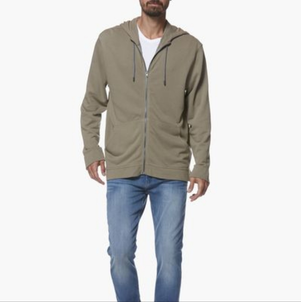 Paige Tanned Olive super soft cotton modal zip-up hoodie